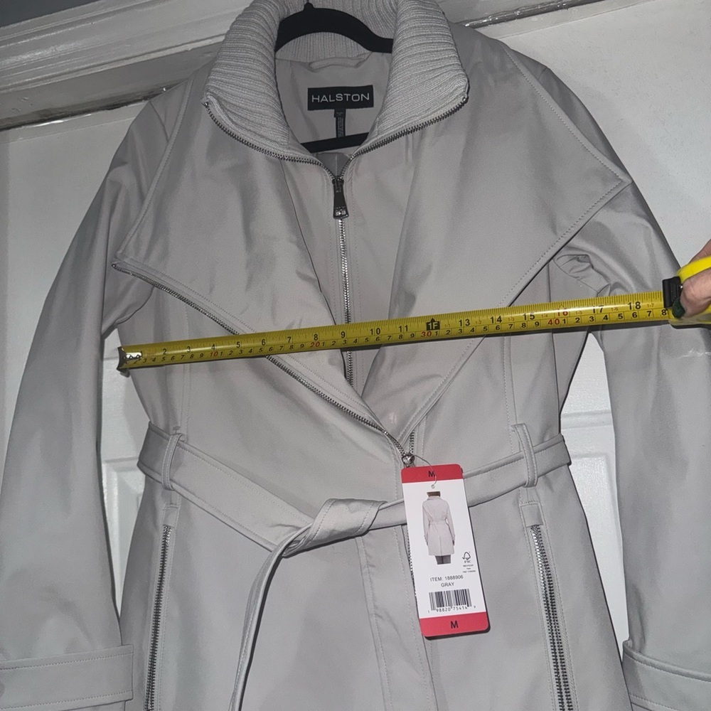 NEW Halston Women’s Water-Resistant Gray Belted Trench Coat – Sizes M & L - Picture 8 of 16